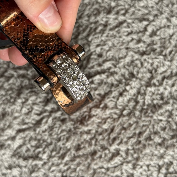 Metallic Gold Belt w rhinestone buckle y2K adjustable - Picture 5 of 7